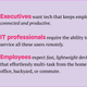 Executives want tech that keeps employees connected and productive. IT professionals require the ability to service all these users remotely. Employees expect fast, lightweight devices that effortlessly multi-task from the home office, backyard, or commute.